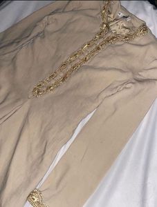 Beige Gotta Work Full Sleeve Anarkali Kurta