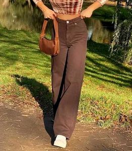 Coffee Brown Wide Leg Jeans