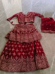 Elegant Red Embroidered Lehenga Choli