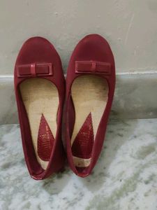 Burgundy Ballet Flats with Bow
