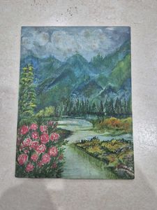 Vintage Mountain Landscape Painting