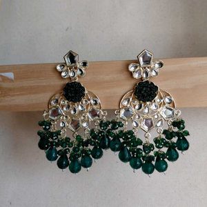 Green Kundan Earrings
