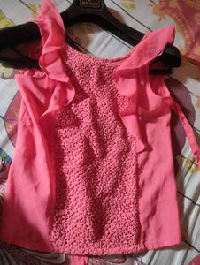 Sleevless Peach Colour Crochet Top😍