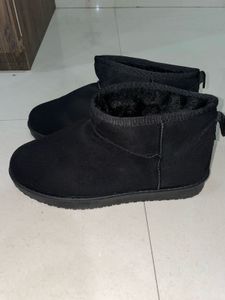 Suede Fur Boots Ankle Length