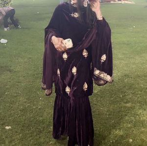 Elegant Purple Embroidered Suit Set