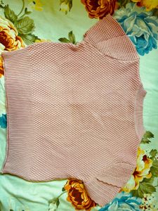 Pink Textured Crop Top