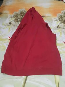 Red Sleeveless Hoodie