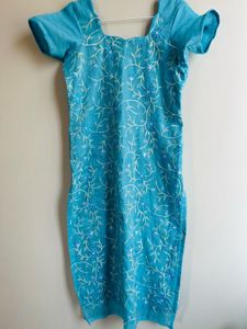 Sky Blue Kota Embroidery cotton suit set