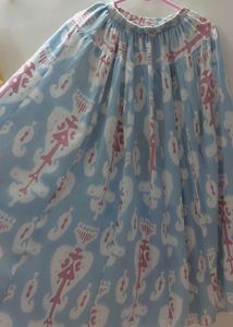 Women Cotton Blue And Pink Patterned Skirt