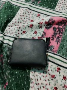 Black Chevron Zip Around Wallet
