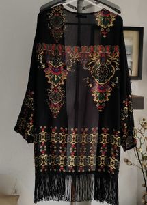Plus Printed Fringe Kimono