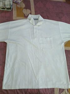 White Button-Up Polo Shirt