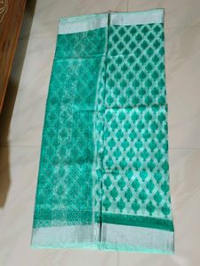 Green Floral Print Saree