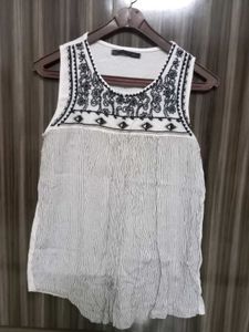 Striped Embroidered Top