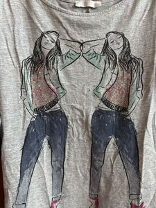 Graphic Print 3/4 Sleeve Tee
