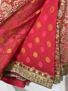 Tameta Pink Saree (pallu Net)