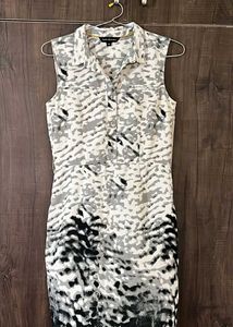 Black And White Printed Sheath Dress