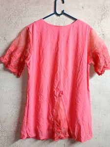 Women&#39;s Fashion Mesh Top Half Sleeve Rose
