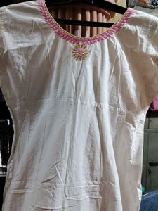 White Embroidered Aline Kurta