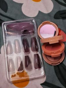 Blusher & Highlighter With Nails Combo