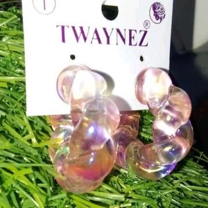 Twaynez Purple Acrylic Twist Earrings