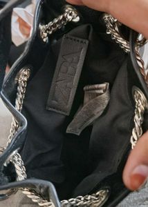 Black Chain Detail Zara Bucket Bag