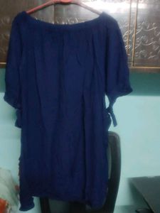 Navy Blue Dress With Rose Detailing