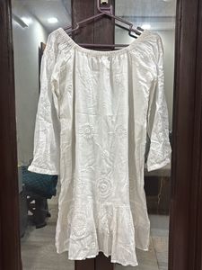 Off shoulder short white dress