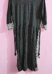 Elegant Black Printed Kurta🖤