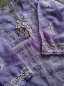 Chikankari Kurti With Inner🪻💜
