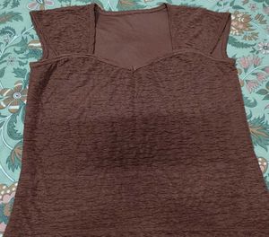 Brown Textured Sleeveless Top