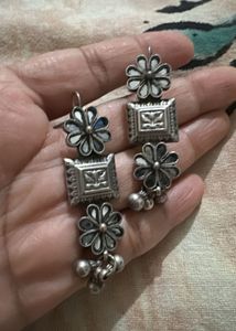 925 Silver mirror Flower  Earrings