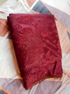 Maroon Embroidered Saree