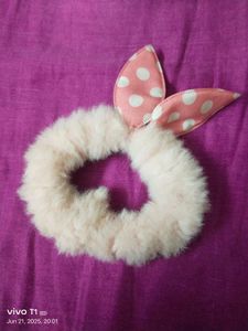 Fluffy Bunny Ear Hair Scrunchies – Set of 3