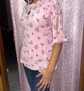 Pink Floral Print Top