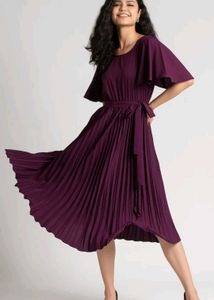 Xxl Flared Beautiful Wine Color  Dress