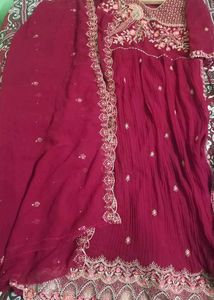 Maroon Embroidered Kameez  Dupatta Suit