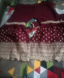 Maroon Embroidered Kurta Set