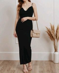 Elegant Black Maxi Slip Dress(Brand:Shein)