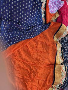 Elegant nevy blue and orange saree