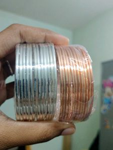 Silver and Gold Bangles - Set of 2