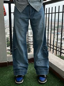 Blue Denim Cargo Pants
