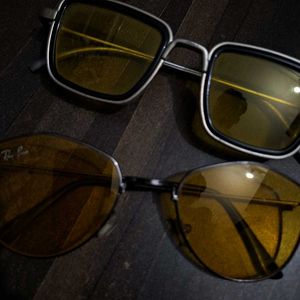 Yellow-Tinted Glasses Combo – Vintage Square &amp; Avi
