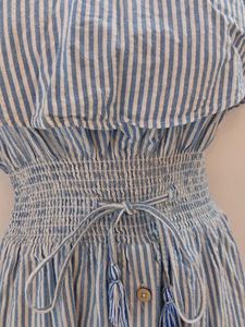 Zara Striped Off Shoulder Coastal Dress