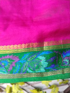 Magenta &amp; Green Silk Saree