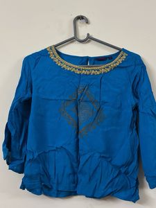 Embroidered Blue Top