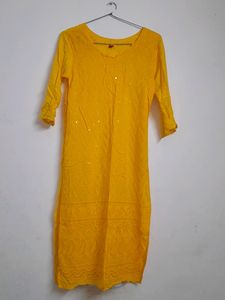 Bright Yellow Kurti For Women.