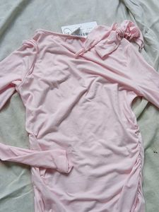 Pink Tie-Shoulder Top