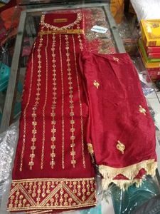 Red & Gold Embroidered Salwar Kameez Suit