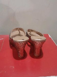 Sparkly Gold Thong Heel Sandals